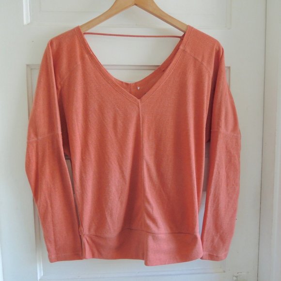 Prana Ribbed Orona Yoga Top Toasted Terracotta Dolman Sleeve M - Picture 1 of 10